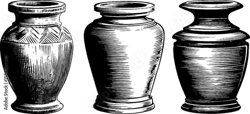 Art deco ceramic vases with zigzag motif for decorative design