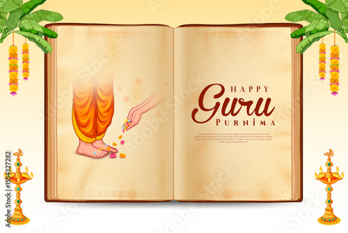 religious holiday background for Happy Guru Purnima festival celebrated in India