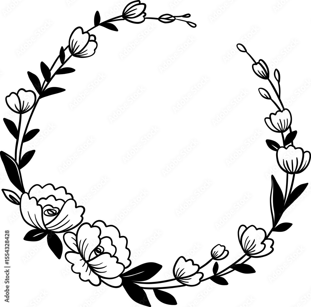 Obraz premium Hand Drawn Floral Wreath