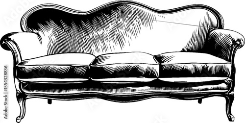 Elegant curved velvet settee with chevron stitching design for interior decor