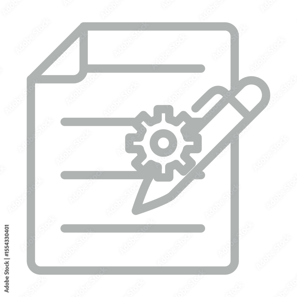 Fototapeta premium Writing Process Vector Line Grey Icon Design