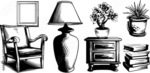 Scandinavian style furniture and objects collection for interior design inspiration