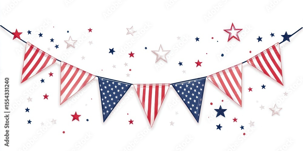 Obraz premium American flag banner american bunting stars.