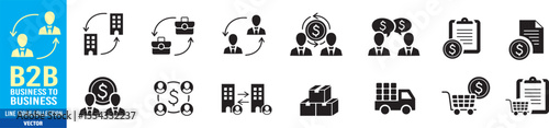 B2B icon set. Business to business. Editable stroke line icons collection. Vector illustration.