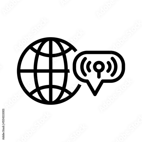 Vector black line icon for Live broadcast