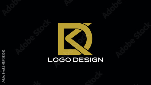 Golden DK letter monogram logo designs on black background, featuring creative and professional branding styles ideal for modern businesses, tech firms, or personal brands
