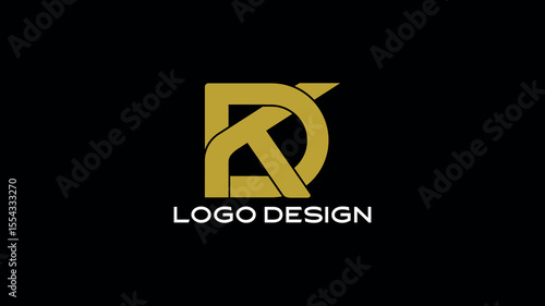 Modern KD monogram logo with arrow-inspired styling in golden tone on black background, perfect for dynamic business, sports, or digital branding