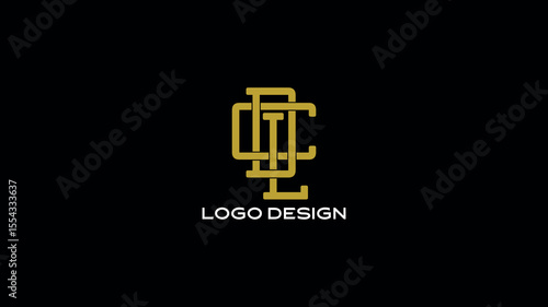 Classic DLC monogram logo in gold with symmetrical styling on black background, perfect for law firms, finance, or luxury brand identity