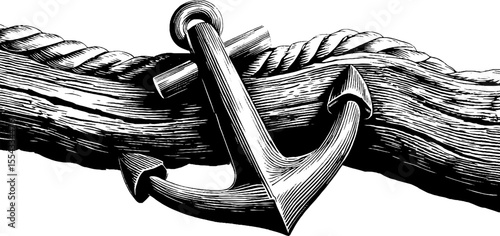 Maritime anchor and rope twist design for nautical-themed decor