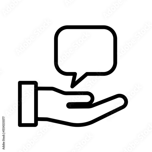 tips, advice – hand with speech bubble – vector icon