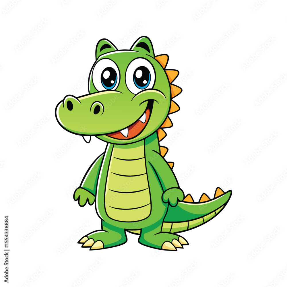 Obraz premium Happy crocodile with a cheerful expression Vector illustration isolated on white background