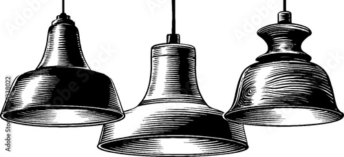 Scandinavian pendant lamps with paper shades in vintage design