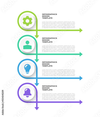 Vertical infographic template with arrows. Infographic layout for presentation slides with four steps or options