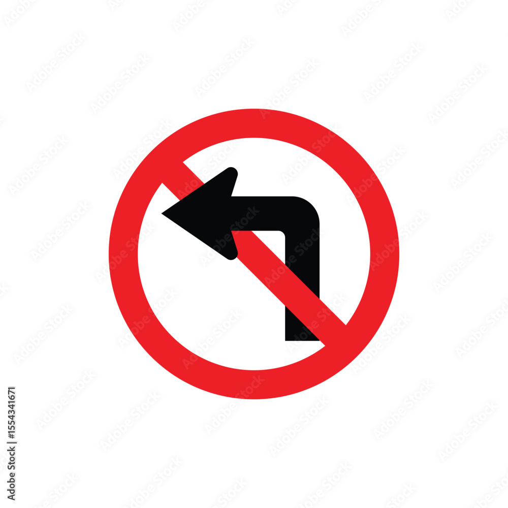 No Left Turn Traffic Sign Icon No Left Turn Traffic Sign Icon