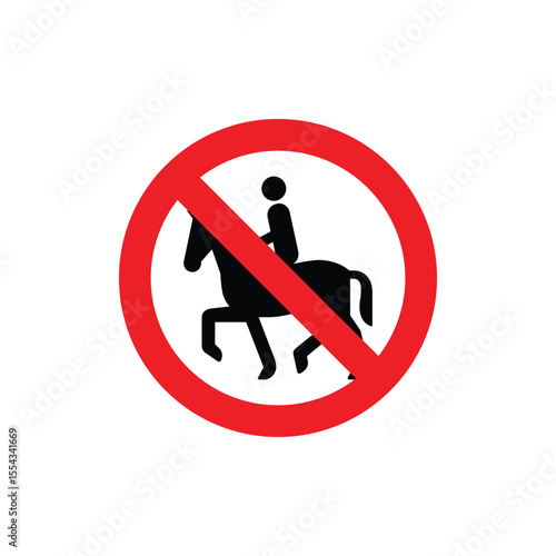 No Horse Riding Traffic Sign Icon