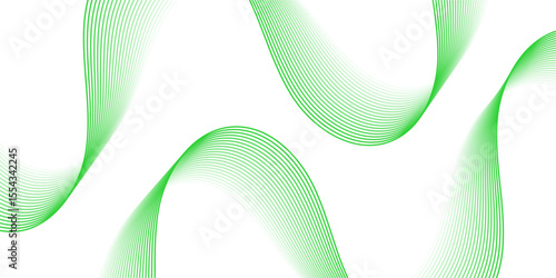Abstract background with lines and waves. Medium banner size. Element for design isolated on white. Vector background for brochure, booklet, flyer, poster. White and green gradient
