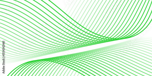 Abstract background with lines and waves. Medium banner size. Element for design isolated on white. Vector background for brochure, booklet, flyer, poster. White and green gradient