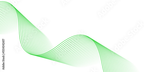 Abstract background with lines and waves. Medium banner size. Element for design isolated on white. Vector background for brochure, booklet, flyer, poster. White and green gradient