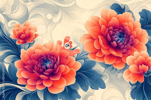 Beautiful Asian young woman smiling and showing an 