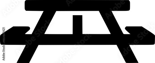 picnic table black silhouette icon - of a home office picnic table, furniture vector art

