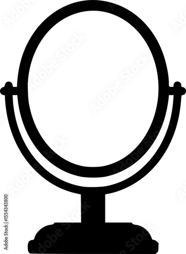 Elegant black silhouette of an oval shaped vanity mirror with stand
