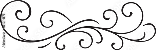 Elegant floral flourish design element flows with graceful curls and swirls in a classic botanical style.