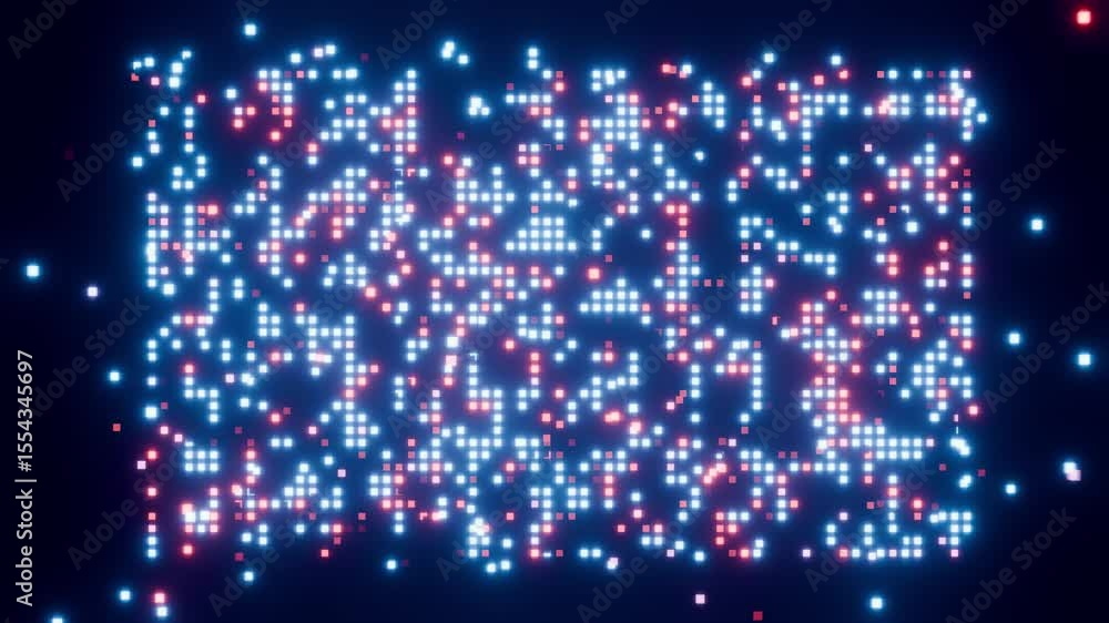 Seamless loop motion graphic background with glowing neon squares. Seamless loop motion graphic background with glowing neon squares.