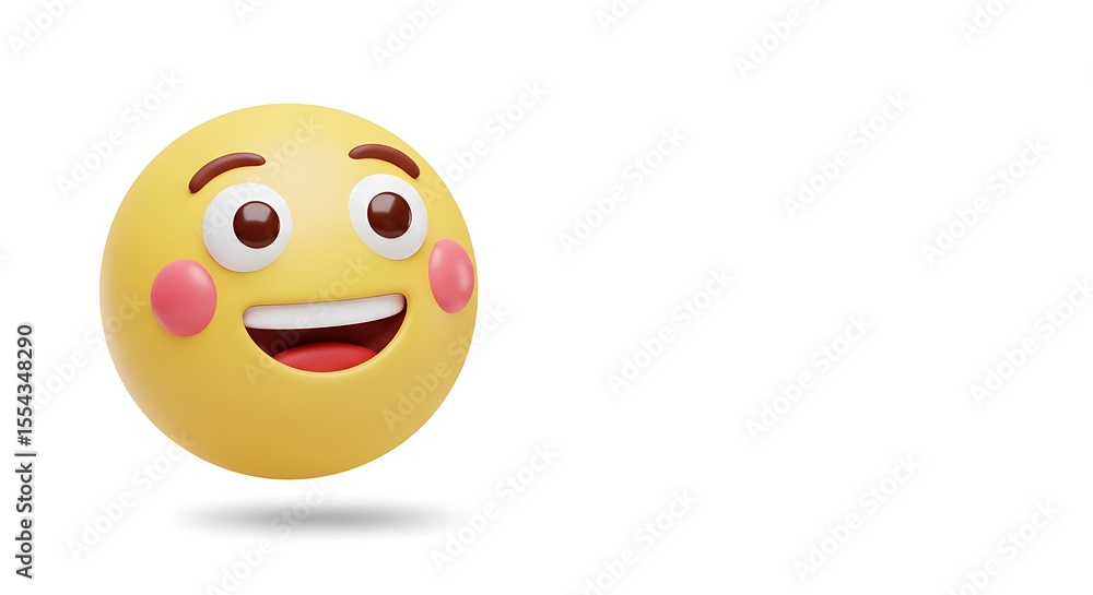 Fototapeta premium 3D Rendering of a Happy Smiley Face Emoji
