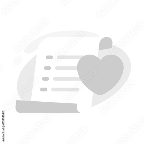 illustration of empty favorites or saved items list. sheet of paper with a heart symbol. no saved content or items yet. for mobile apps, websites, UI design, and empty state screens. Minimal and clean