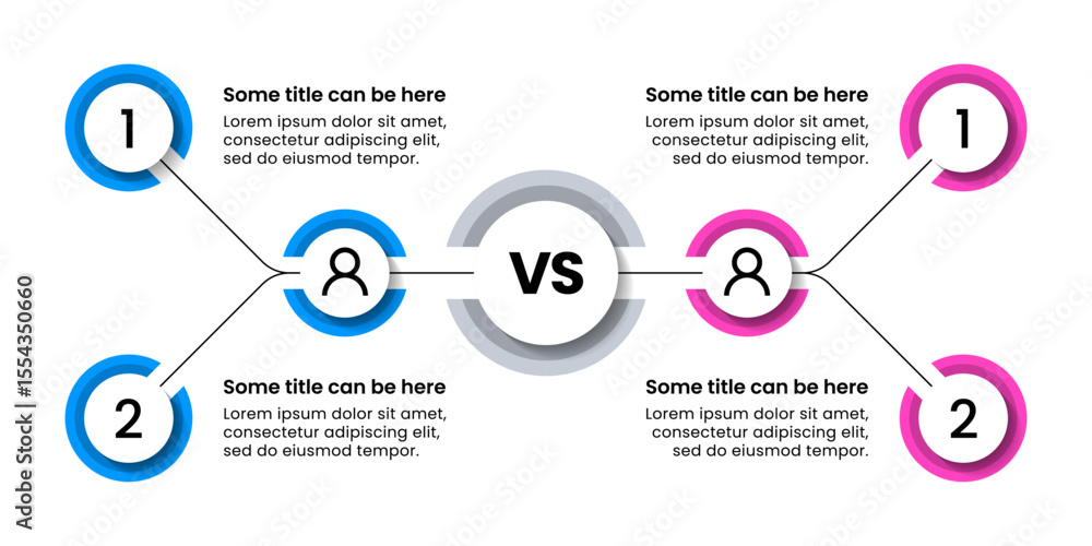 Fototapeta premium Infographic template. Versus concept with 2 branches