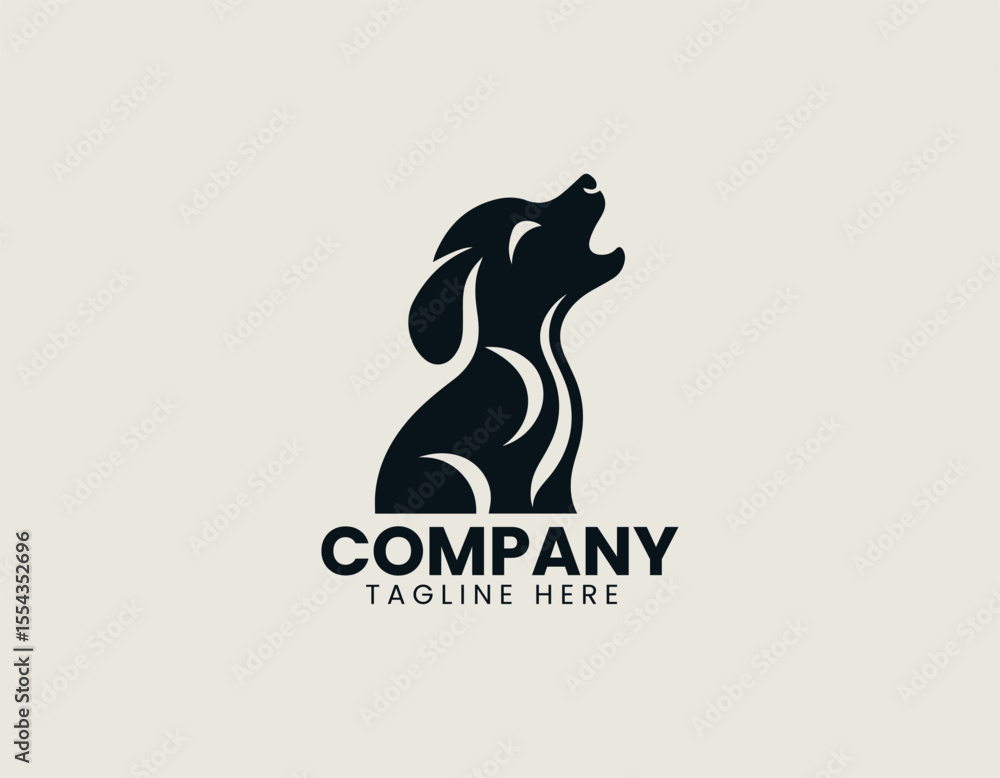 Obraz premium Cute Howling Puppy Adorable Canine Pet Lover Vector Logo Design