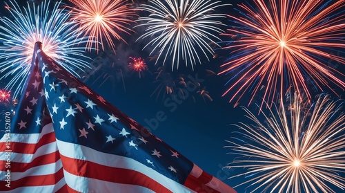 Wallpaper Mural American flag with fireworks for celebration backdrop Torontodigital.ca