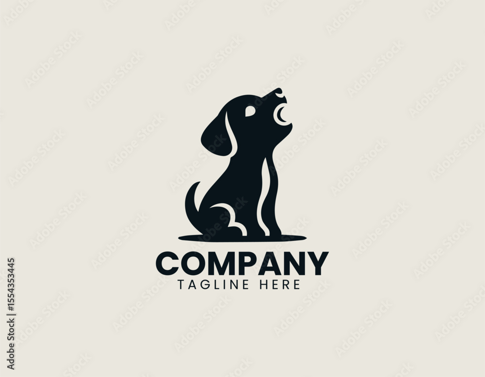 Fototapeta premium Cute Howling Puppy Adorable Canine Pet Lover Vector Logo Design