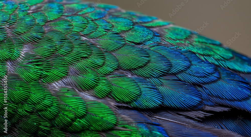 Obraz premium Iridescent Feathers: A Symphony of Emerald and Sapphire