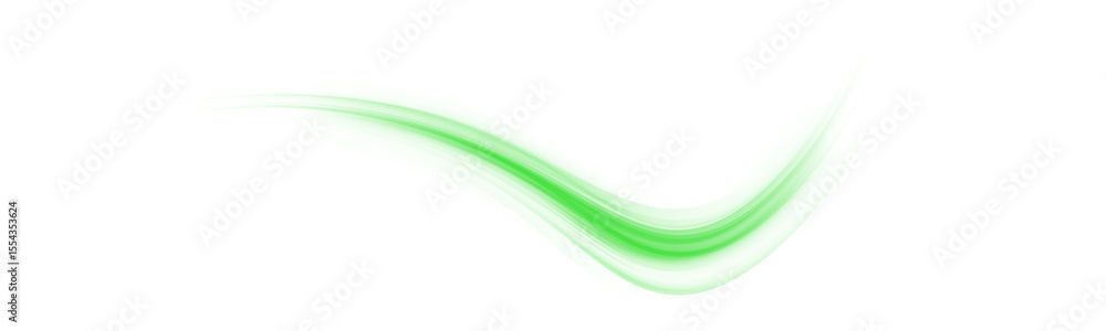 Fototapeta premium Glowing green laser speed trail PNG with blurred lines of city lights. Futuristic traffic stripes for tech art, energy effects or modern abstract visual overlays