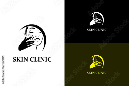 hand applying cream dots to a cheek vector illustration, icon, logo for dermatology, healthy skin, skincare, skin specialist, skin treatment, glowing skin, skin doctor, skin clinic, and more