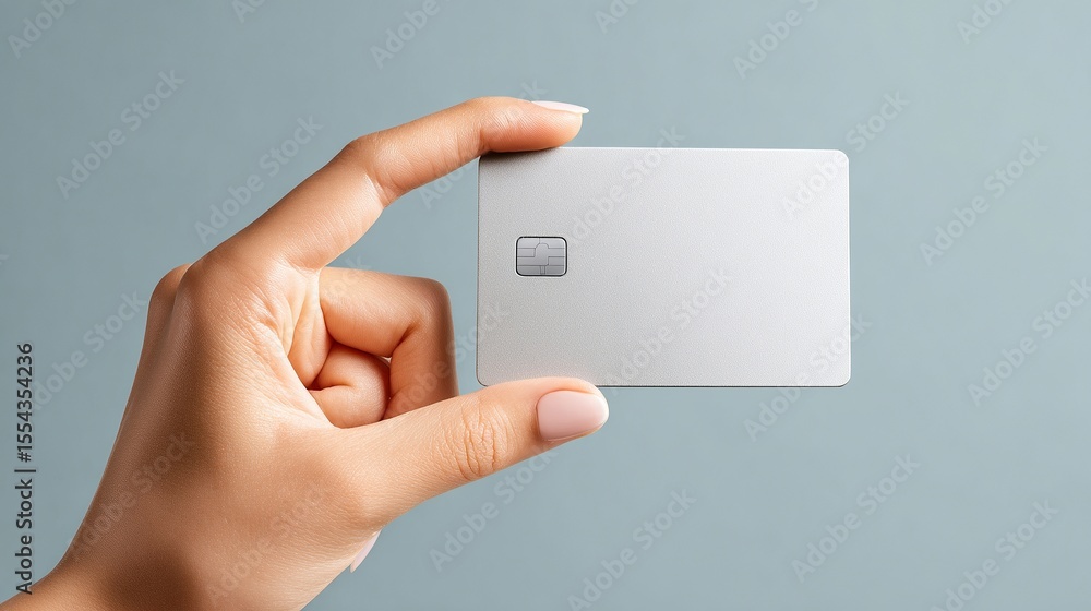 Fototapeta premium A person is holding a silver credit card in their hand
