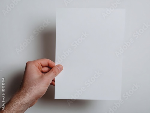 A hand holding a blank piece of paper