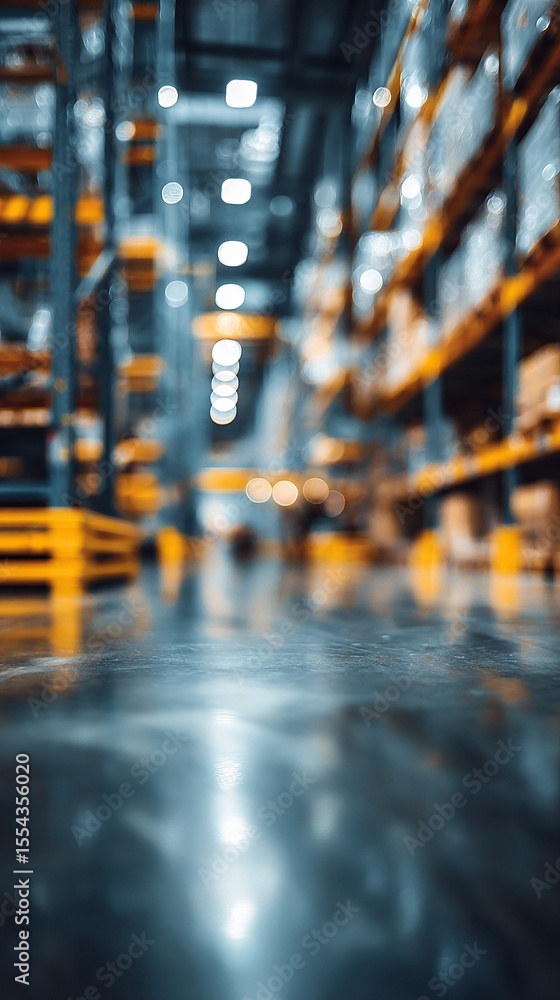 Fototapeta premium A warehouse with a blurry background and a yellow light