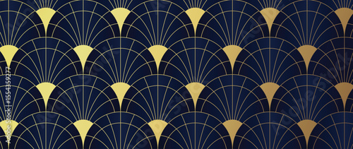 Luxury art deco pattern background vector. Abstract elegant art nouveau with delicate golden geometric line vintage decorative minimalist. Design illustration for wallpaper, banner, card, packaging.