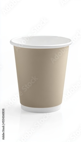 Wallpaper Mural Beige Double Wall Paper Cup on White Backdrop, Ideal for Coffee to Go, Minimalist Design Concept Torontodigital.ca
