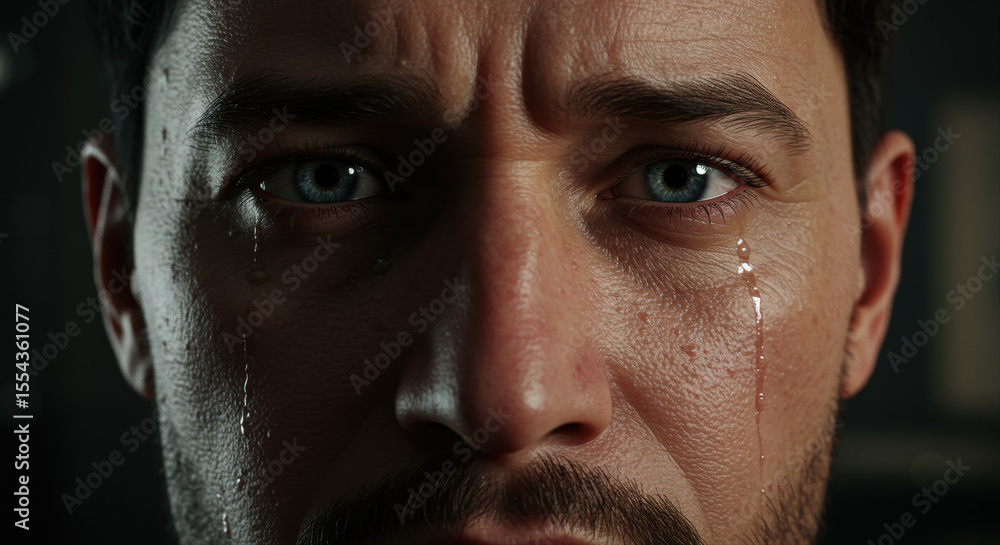 Obraz premium Closeup emotional man face portrait