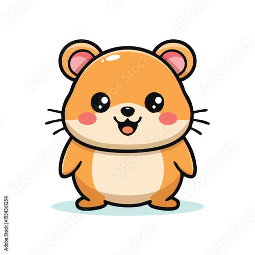 A cute cartoon hamster with orange fur, big eyes, and a happy expression.