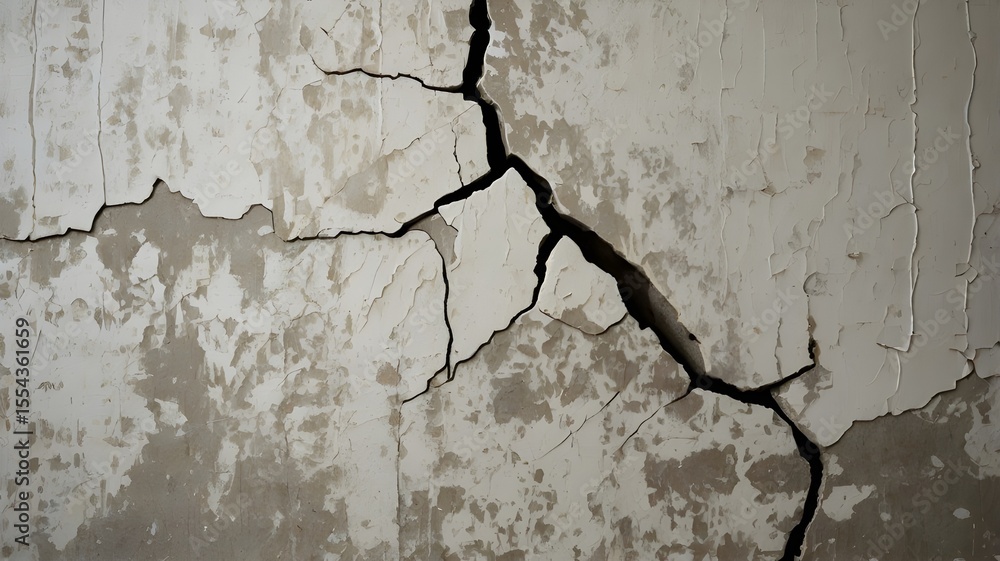 Obraz premium Cracked Wall Texture Distressed Surface with Deep Cracks and Aged Plaster