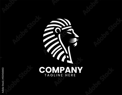 Majestic Lion Pharaoh Ancient Egyptian King Royal Power Vector Logo Design