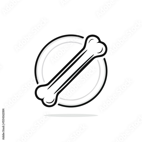 A simple black and white illustration of a bone inside a circle, perfect for a logo.