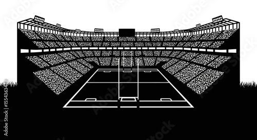 huge rugby stadium with fans and green grass 