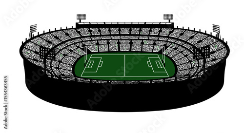 huge rugby stadium with fans and green grass 
