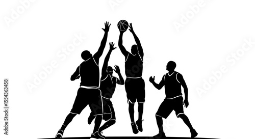 Intense basketball game action, close-up on ball , scoring, dribbling, competition