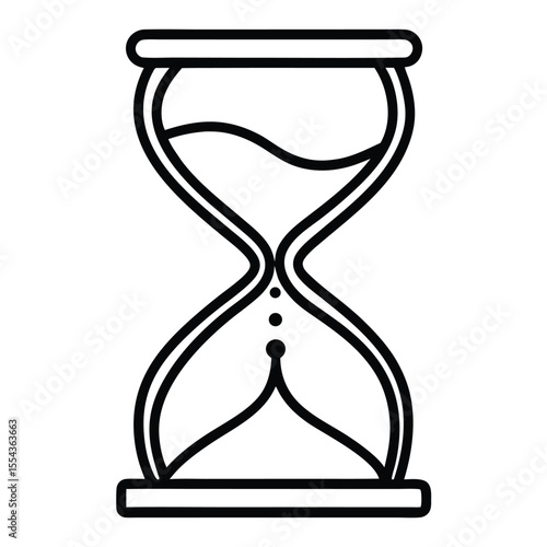 Minimalist line drawing of an hourglass symbolizing the passage of time, a classic representation of time management and urgency